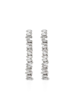 Suzanne Kalan 18kt white gold Linear Baby Tennis diamond earrings - Silver