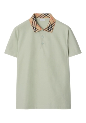 Burberry check-collar cotton polo shirt - Green