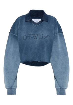 Off-White logo-print cropped sweatshirt - Blue