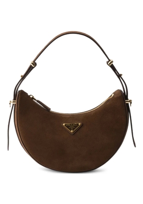 Prada mini Arqué suede shoulder bag - Brown