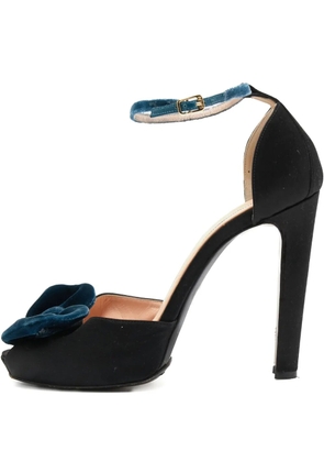 Nº21 125mm satin bow-detail sandals - Black