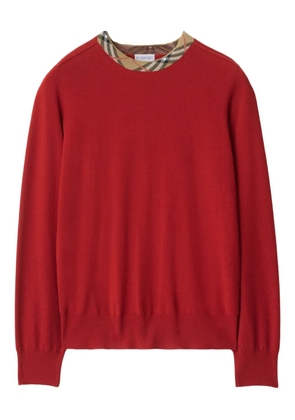 Burberry check-trimmed wool sweater - Red