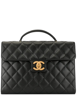 CHANEL Pre-Owned 1995 quilted CC briefcase - Black