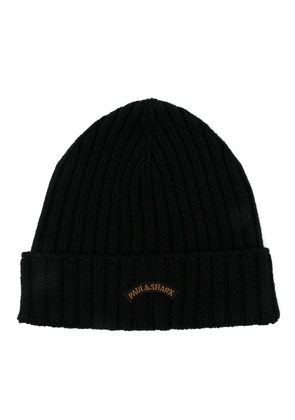 Paul & Shark logo-patch beanie - Blue