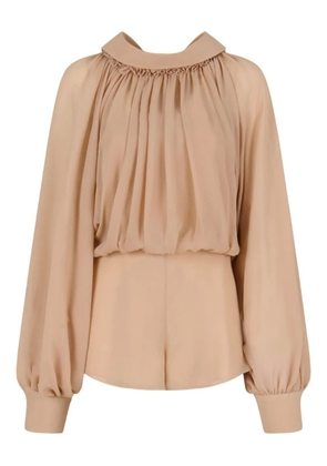 Marni puff-sleeve gathered jumpsuit - Neutrals