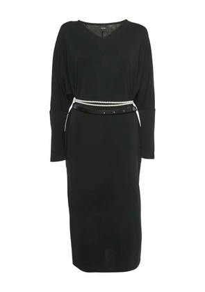 Max Mara Leisure V-neck leather-belt midi dress - Black