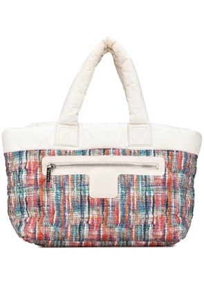 CHANEL Pre-Owned 2014 Nylon Tweed Printed Coco Cocoon tote bag - White