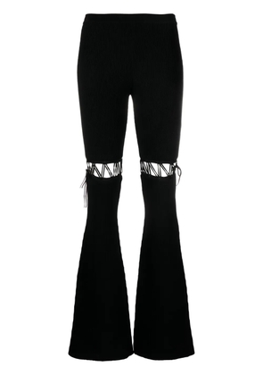 Nensi Dojaka lace-up ribbed trousers - Black
