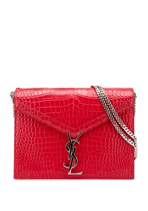 Saint Laurent Pre-Owned 2019 Croc Embossed Leather Monogram Cassandra Clasp Bag crossbody bag - Red