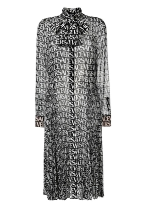 Versace logo-print silk shirtdress - Black