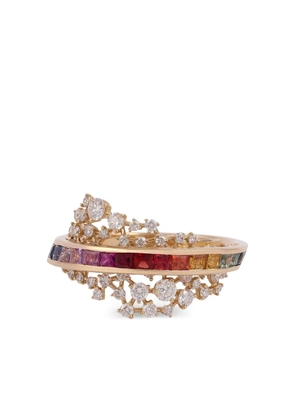 Ananya 18K yellow gold Scatter Energy diamonds and sapphire ring