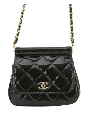 CHANEL Pre-Owned 2021-2025 CC Quilted Patent Frame Flap Clutch with Chain crossbody bag - Black