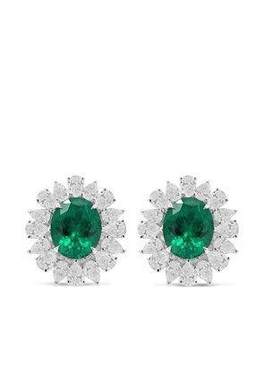 HYT Jewelry 18K white gold emerald and diamond earrings - Silver