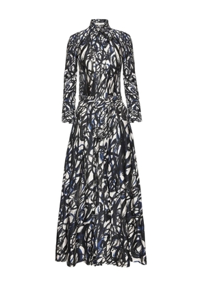 Oscar de la Renta abstract-sketch twill midi dress - White