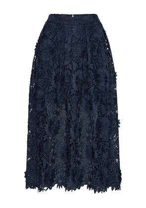 ROTATE BIRGER CHRISTENSEN 3D floral-lace midi skirt - Blue