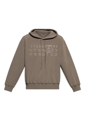 MM6 Maison Margiela numbers-embroidered fleece hoodie - Brown