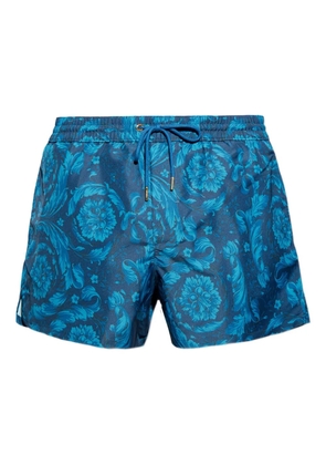 Versace floral-motif drawstring swim shorts - Blue