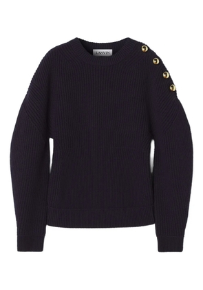 Lanvin ribbed-knit button-detail sweat - Black