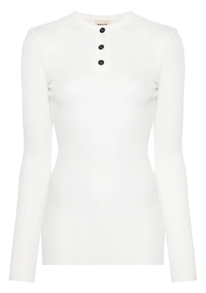 KHAITE fine-ribbed long-sleeve T-shirt - White
