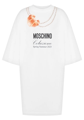Moschino logo-print mini dress - White