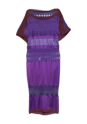 Gianfranco Ferré Pre-Owned 2000s striped lace-insert dress - Purple
