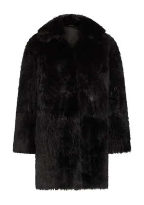 LouLou de Saison shearling spread-collar coat - Black