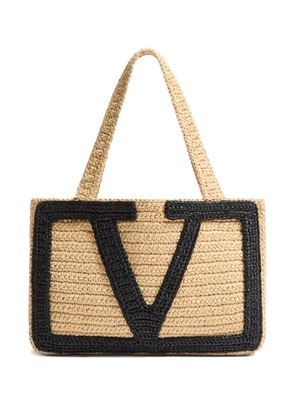 Valentino Garavani medium Viva Superstar raffia tote bag - Neutrals