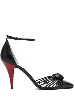 Valentino Garavani 85mm strapped heart-detail heeled pumps - Black