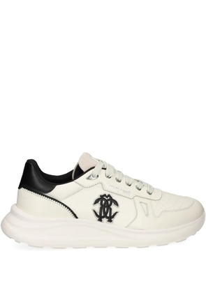 Roberto Cavalli Mirror Snake-appliqué sneakers - White