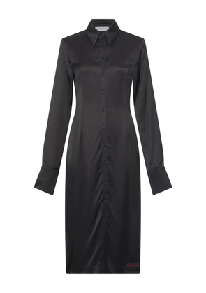 Marine Serre satin wrapped shirt midi dress - Black