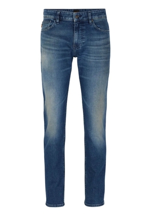 BOSS logo-patch cotton blend straight-leg jeans - Blue