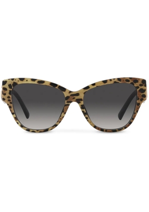 Dolce & Gabbana Eyewear leopard-print butterfly-frame sunglasses - Brown