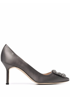 Manolo Blahnik 70mm Hangisi jewelled pumps - Grey