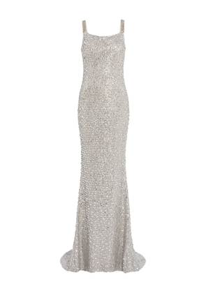 Jenny Packham sequin-embellished open-back maxi dress - Grey