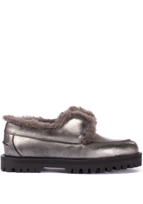 Le Silla Yacht shearling-trim leather loafers - Grey