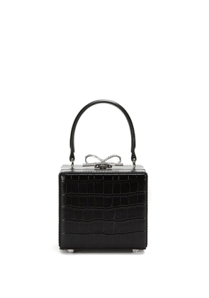 Self-Portrait crystal-bow box handbag - Black