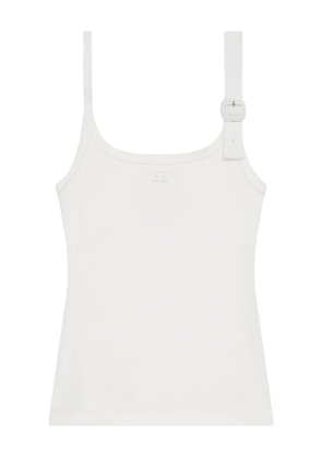 Courrèges buckle-detail ribbed tank top - White