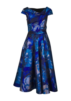 Talbot Runhof floral-print short-sleeved midi dress - Blue