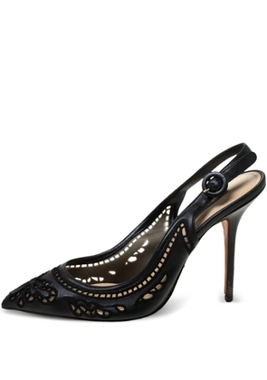 Dolce & Gabbana Pre-Owned 110mm Anglaise embroidered slingback sandals - Black