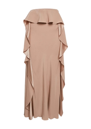 Alberta Ferretti Vintage ruffled silk maxi skirt - Neutrals