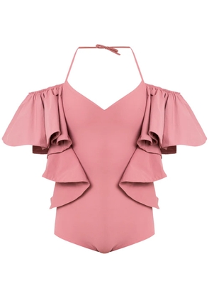 Amir Slama ruffled swimsuit - Neutrals