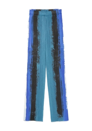 Pleats Please Issey Miyake pleated paint-stroke trousers - Blue