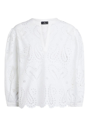 ETRO broderie-anglaise top - White