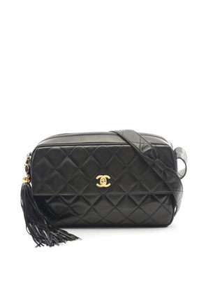 CHANEL Pre-Owned 1994-1996 CC Quilted Lambskin Tassel Camera Bag crossbody bag - Black