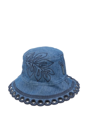 ZIMMERMANN embroidered denim bucket hat - Blue