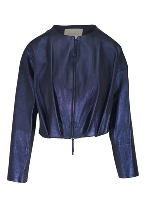 Lafayette 148 Stardust zipped leather jacket - Blue