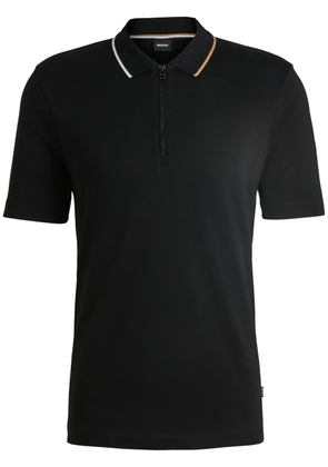 BOSS half-zip interlock-weave polo shirt - Black