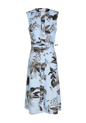 Oscar de la Renta floral belted shirt midi dress - Blue