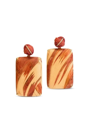 SILVIA FURMANOVICH 18K yellow gold Marquetry Bamboo diamond earrings - Orange