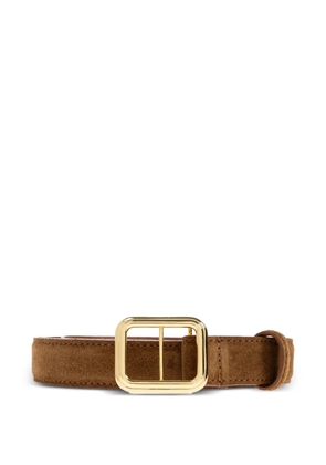 LIE STUDIO Georgia calf suede square buckle belt - Brown
